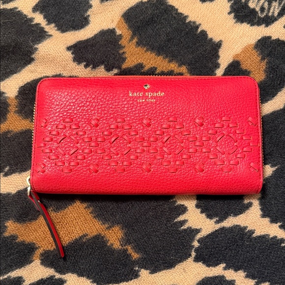 Kate Spade Red Textured Wallet - Picture 1 of 8